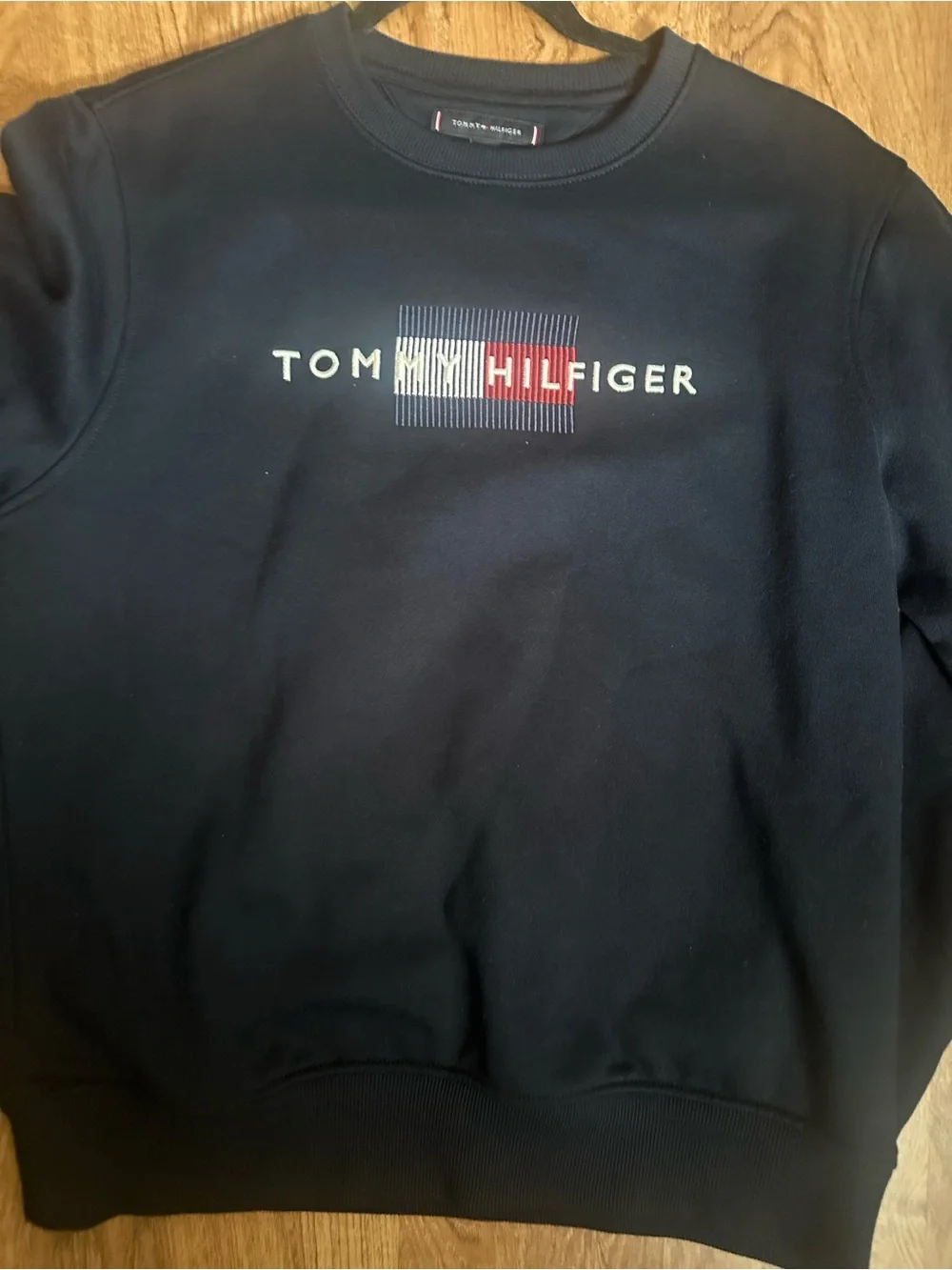 Tommy Hilfiger Navy Crewneck Sweatshirt with Logo Patch